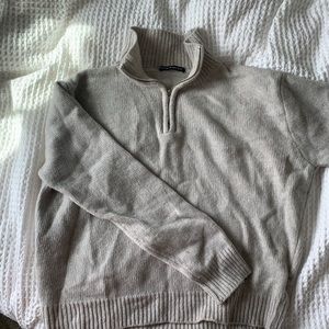 Brandy Melville wool quarter zip sweater in cream color